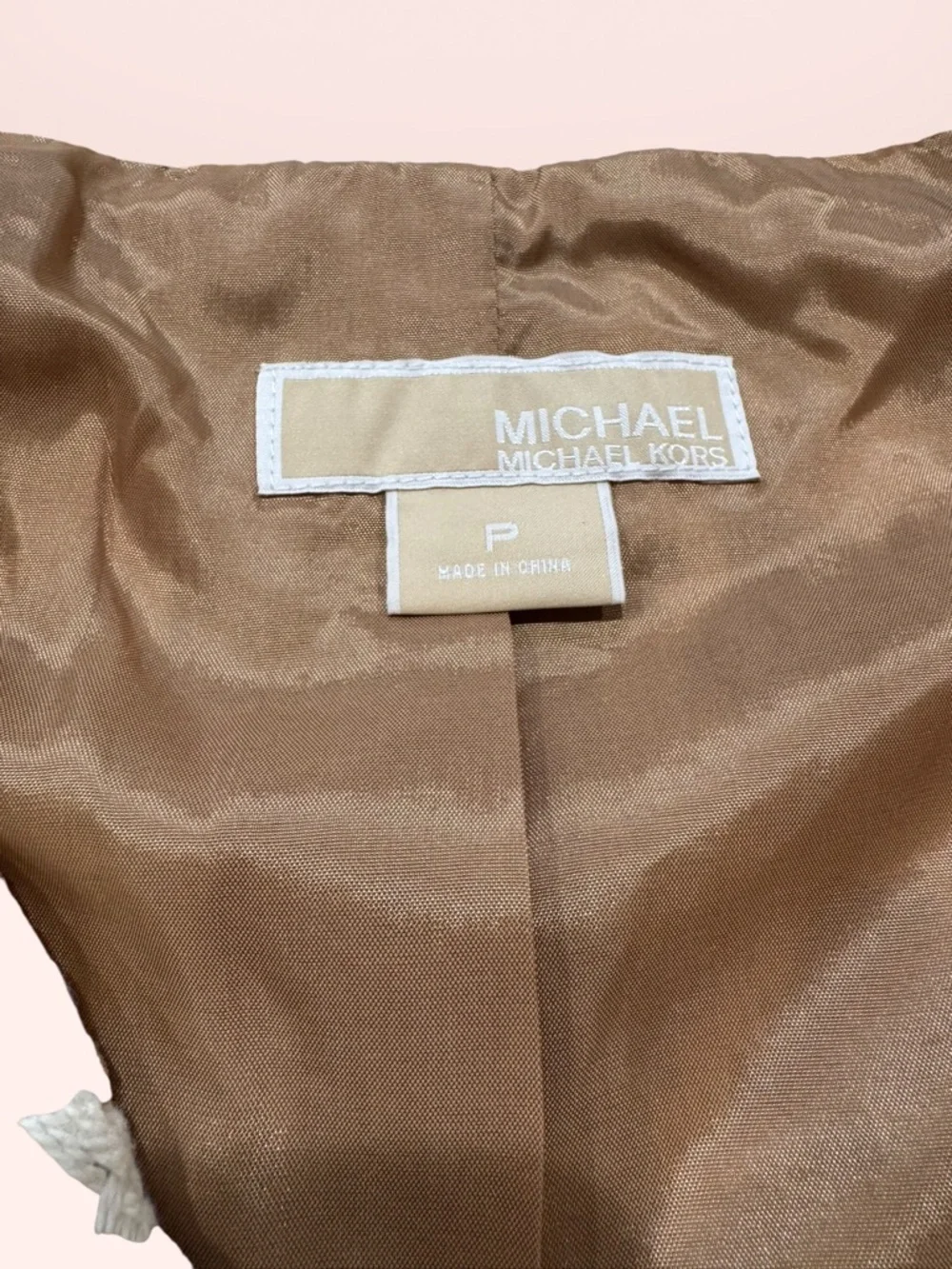 Michael Kors Brown & Cream Houndstooth Knit Blazer -‎ Petite Small